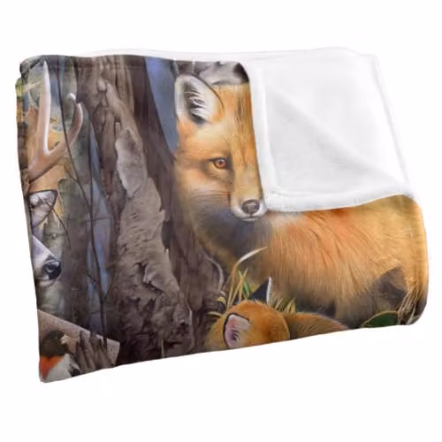 JQ Licensing Forest Animals Silky Touch Super Soft Fleece Throw Blanket, Multicolour, W/D/H: 91 x 147 cm – 2
