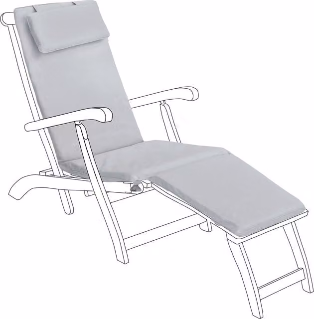 Gardenista Grey Outdoor Steamer Chair Cushion and Sun Lounger Seat Pad
