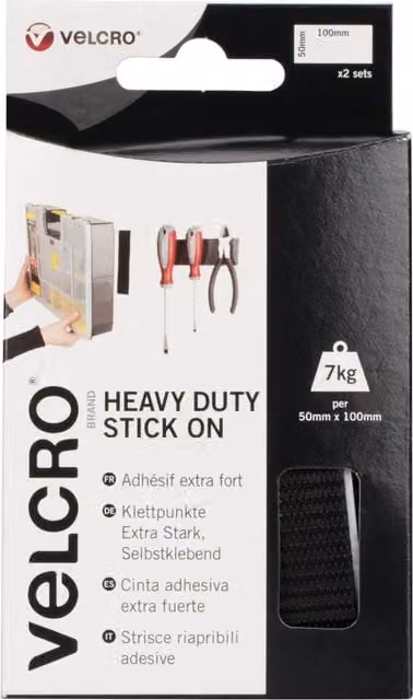 VELCRO Brand Heavy Duty Double Sided Stick On Strips, Black