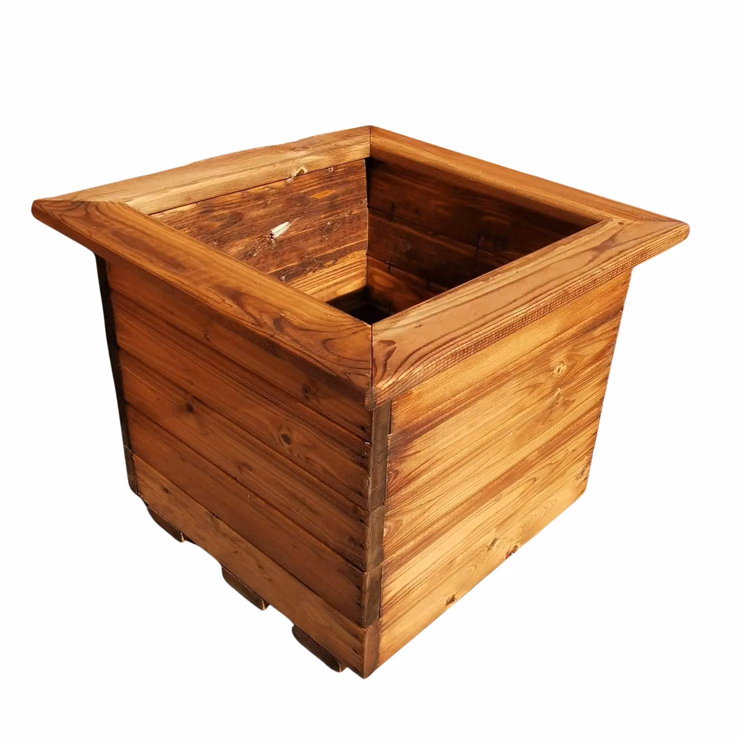 Samuel Alexander Rustic Chunky Wooden Square Garden Planter, 46 x 46 x 45 cm – 7