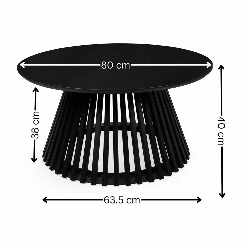 Cheshire Orla Round Coffee Table in Black, Diameter: 80 cm, Height: 40 cm – 5