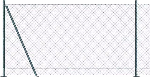 Berkfield Home Green Galvanised Steel Chain Link Fence with 7 Flanged Posts, H: 120 cm, W: 10 m