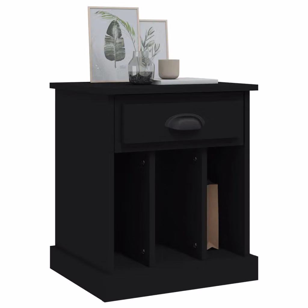 Berkfield Home Set of 2 Black Bedside Cabinets, W/D/H: 43 x 36 x 50 cm – 3