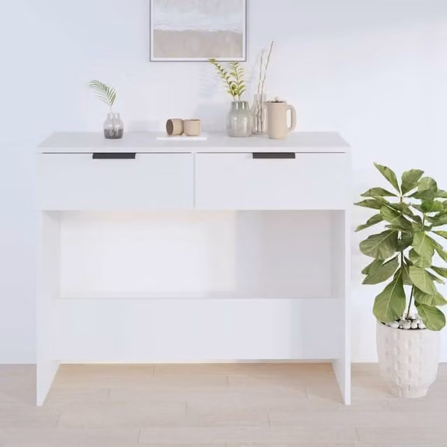 Berkfield Home Decorative Console Table in White, W/D/H: 90 x 36 x 75 cm