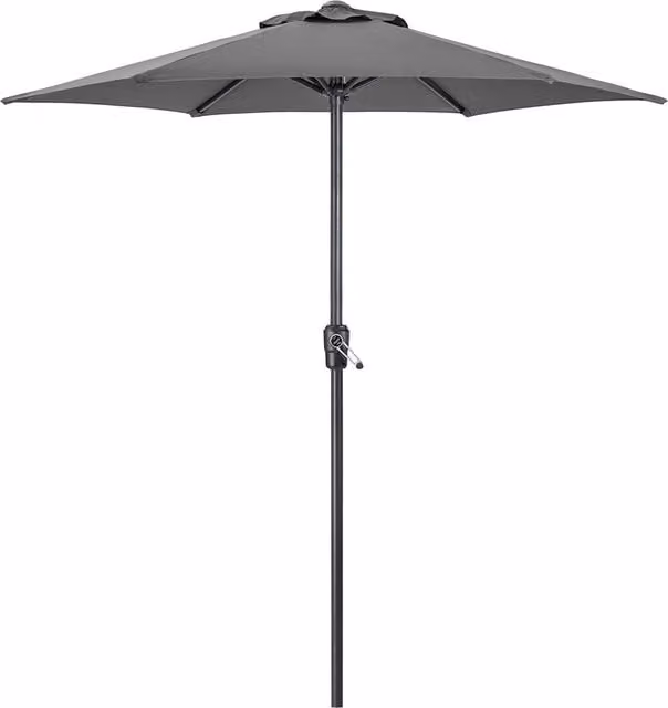 Christow Grey Polyester and Steel Garden Parasol Umbrella, Height: 240 cm
