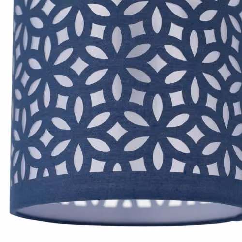 First Choice Lighting Set of 2 Chrome Arched Table Lamps with Blue Fabric Shades – 4