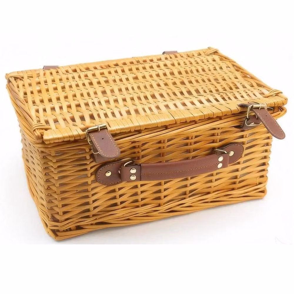 SPETLEK Luxury Picnic Hamper Set with Wicker Basket and Wine Cutlery for 4 People in Brown – 3