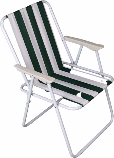 Samuel Alexander Striped Folding Camping Picnic Chair with Armrests in Green and White
