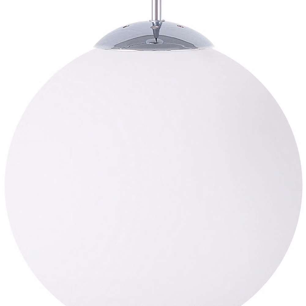 Wyld and Coco White Glass Globe Pendant Light with Chrome Details – 2