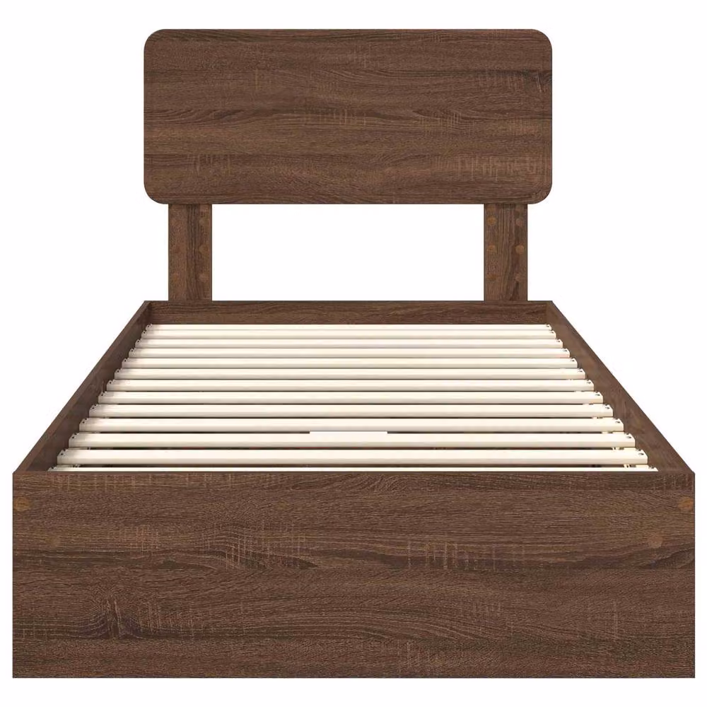 Berkfield Home Modern Storage Bed with Drawer in Brown Oak, W/D/H: 75 x 190 cm – 4