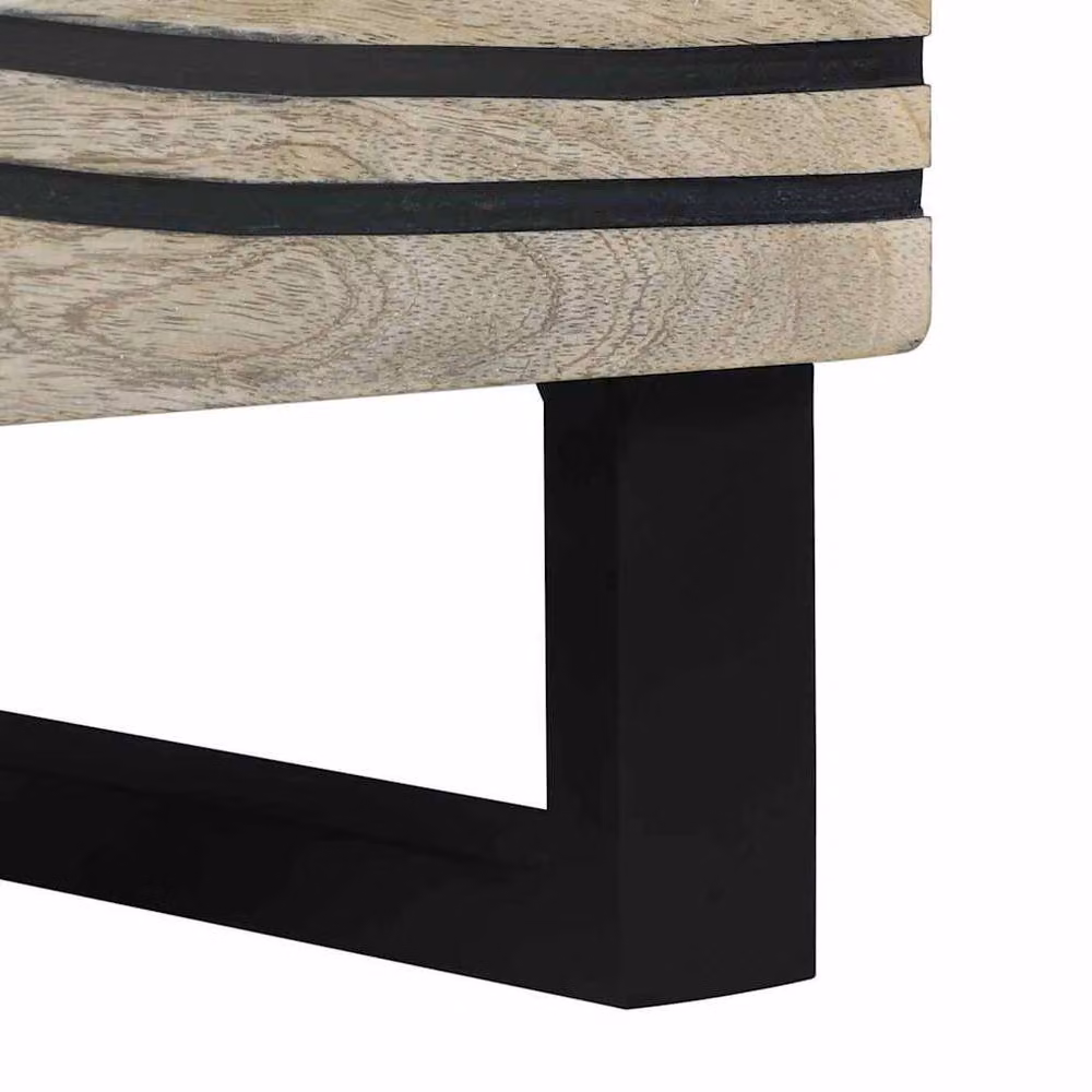 Berkfield Home Set of 2 Rustic Mango Wood Bedside Tables in Light Brown, W/D/H: 40 x 33.5 x 46 cm – 7