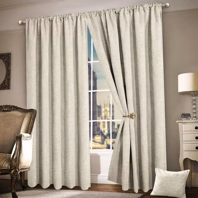 Intimates Semi-Transparent Plain Pencil Pleat Fabric Panel Pair in Beige and Yellow