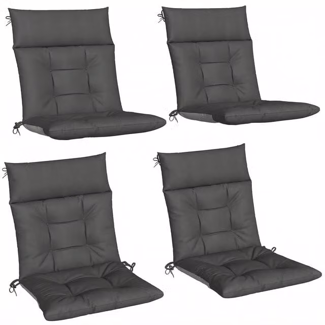 Outsunny Set of 4 Waterproof and UV-Resistant Patio Chair Cushions in Grey, W: 112 cm, D: 53 cm – 1