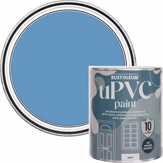 Rust-Oleum Water-Based uPVC Door and Window Paint in Matt Blue, 0.75 l – 1