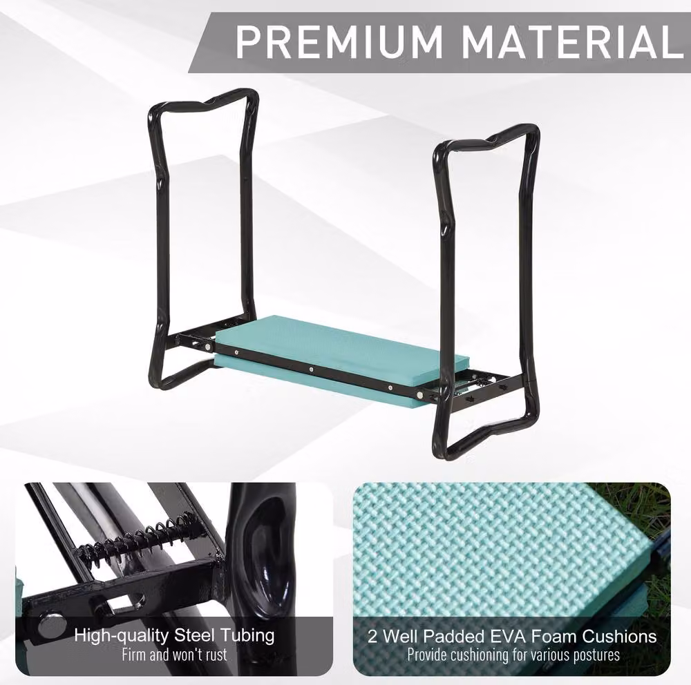 STILVORA Foldable Steel Frame Garden Kneeler Seat in Green – 6