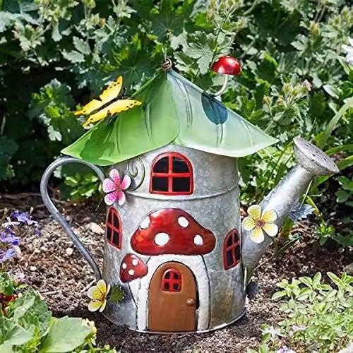 Marco Paul Watering World Fairy House Garden Ornament in Multicolour Metal