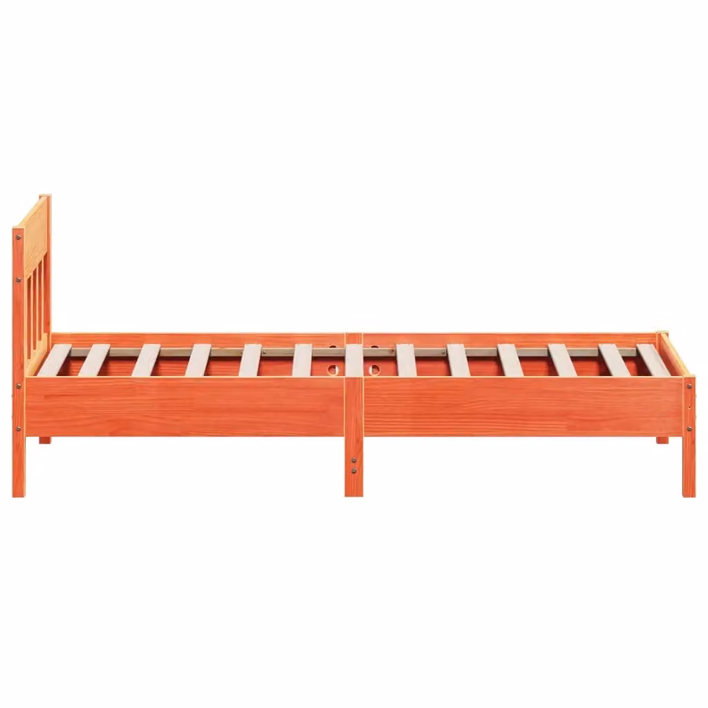 Berkfield Home Small Single Solid Wood Pine Bed Frame in Wax Brown, W/D/H: 75 x 190 cm – 4