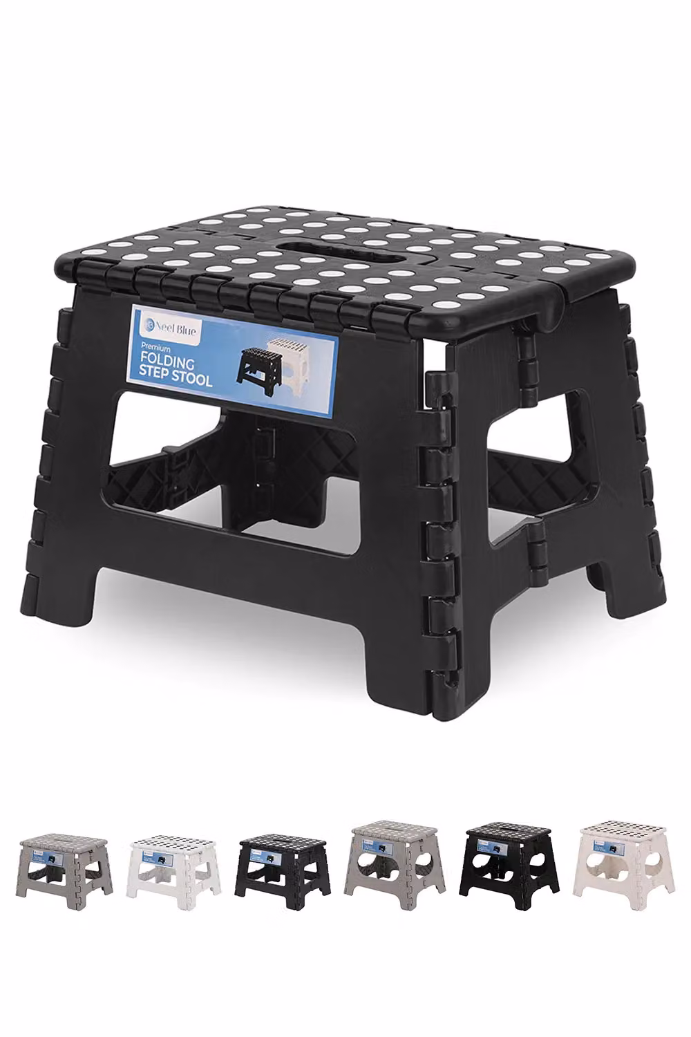 Neel Blue Collapsible Step Folding Stool in Black – 6