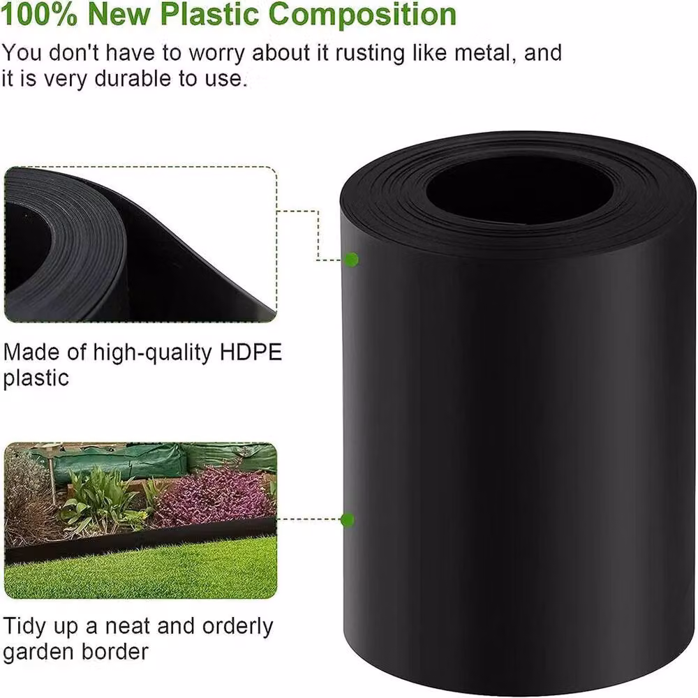 FLAVORA 5m Flexible Plastic Garden Lawn Edging with Fixing Pegs, Black – 4