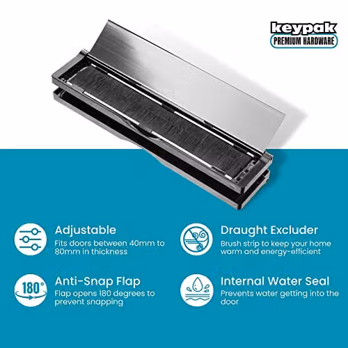 Keypak 12 inch Adjustable Built-in Letter Box with Anti-Snap Flap and Draught Excluder in Gold – 2