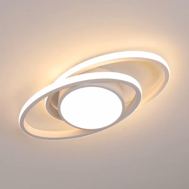 Pheashine Modern LED Ring Ceiling Light, Warm White 3000K, White
