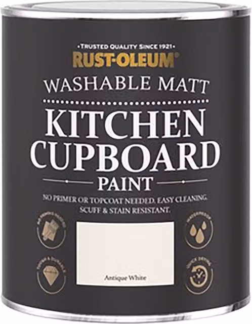 Rust-Oleum Kitchen Cupboard Paint in Matt Finish, White, 750ml – 1