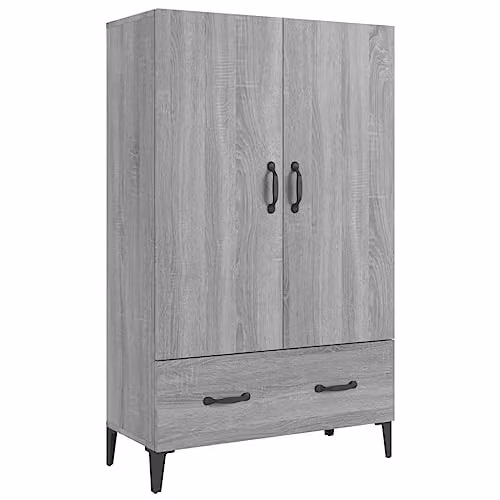 vidaXL Grey Sonoma Highboard in Engineered Wood, W/D/H: 70 x 31 x 115 cm