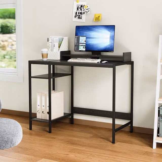 Livingandhome Modern Rectangular Computer Desk in Black