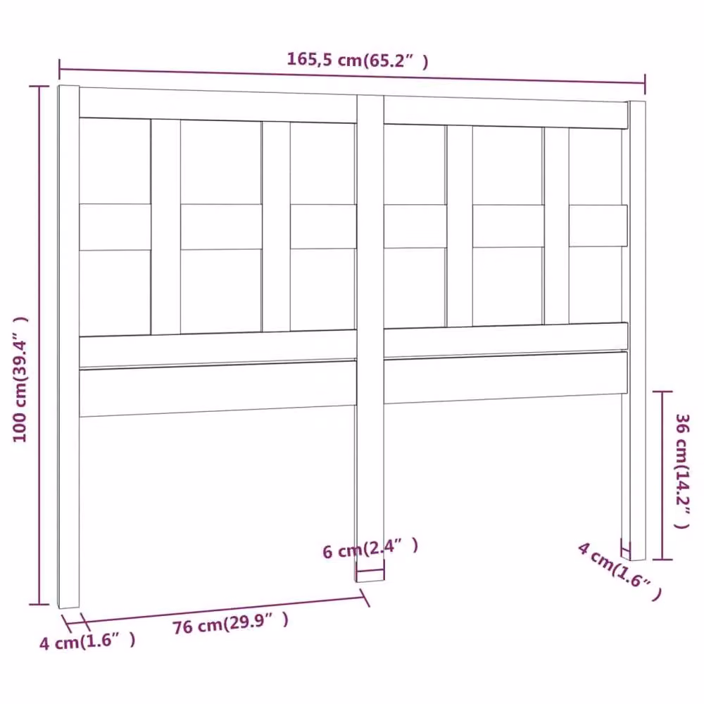 Berkfield Home Grey Rustic Solid Pine Wood Bed Headboard W: 165.5 cm, D: 4 cm, H: 100 cm – 4