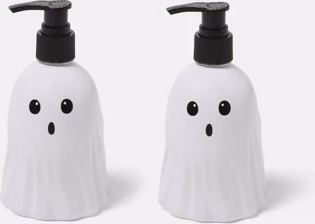 OHS 2 Pack Ghost Refillable Pump Dispenser Bottles in White – 1