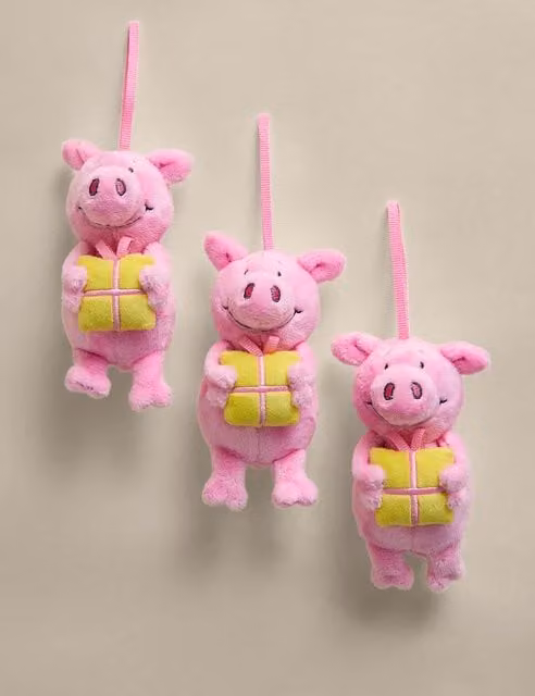 Percy Pig Birthday Plushie Hanging Decorations, Pink Mix, Pack of 3