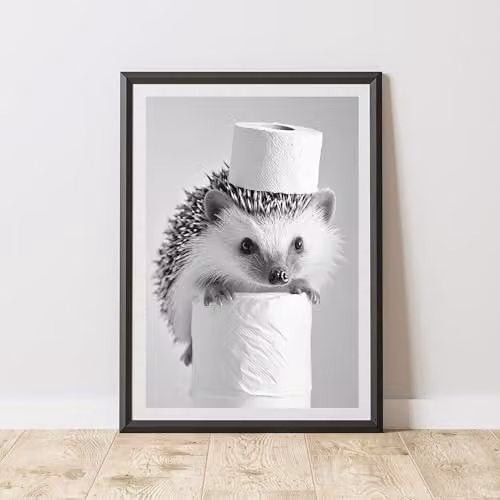 60 Second Makeover Hedgehog Toilet Roll Animal Print Paper Poster, Multicolour, A3
