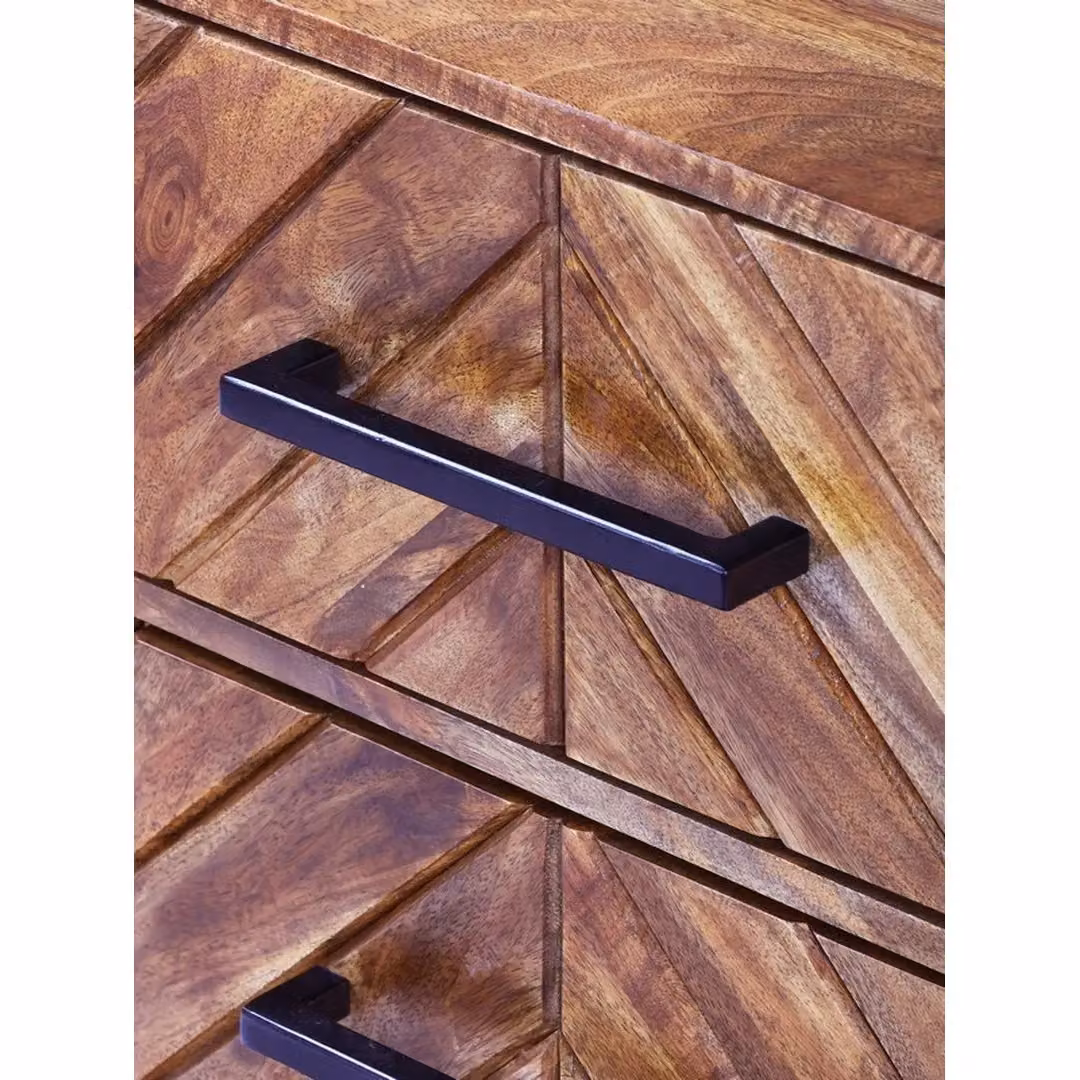 Jaipur Furniture Ltd Parquet Mango Wood and Iron Sideboard in Brown and Black, W120 x D40 x H80 cm – 4
