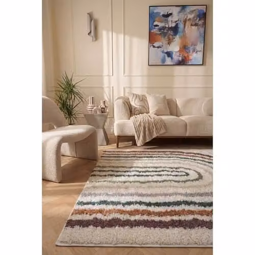 THE RUGS Modern Patterned Soft Shaggy Area Rug, Multicolour, W: 80 cm, D: 300 cm – 3