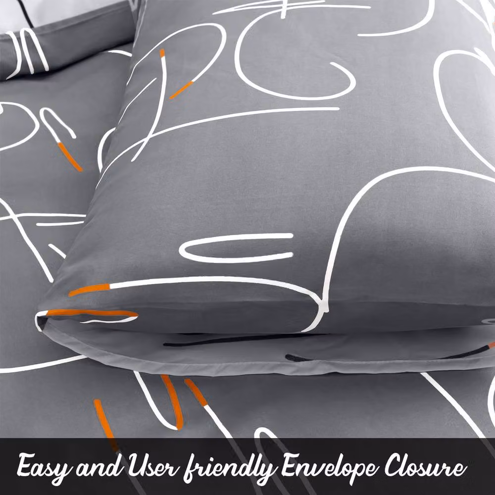 Pamposh Reversible Brushed Microfibre Duvet Cover and Pillowcase Set in Grey, Super King, 200 x 200 cm – 5