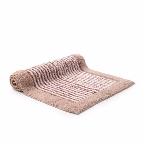 Christy Portobello Stripe Cotton Bath Mat, Pink, W: 80 cm, D: 50 cm