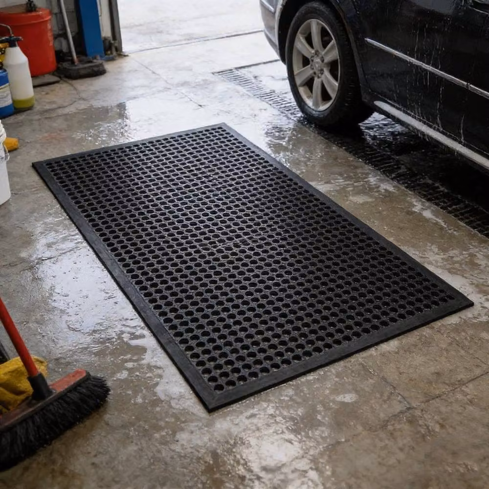 EONLION Black Non-Slip Rubber Ring Entrance Mat, W: 60 cm, D: 90 cm – 5