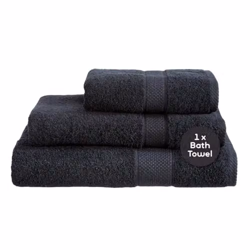 Linens Limited Turkish Cotton Bath Towel, Black, Width: 130 cm, Weight: 500 g – 2