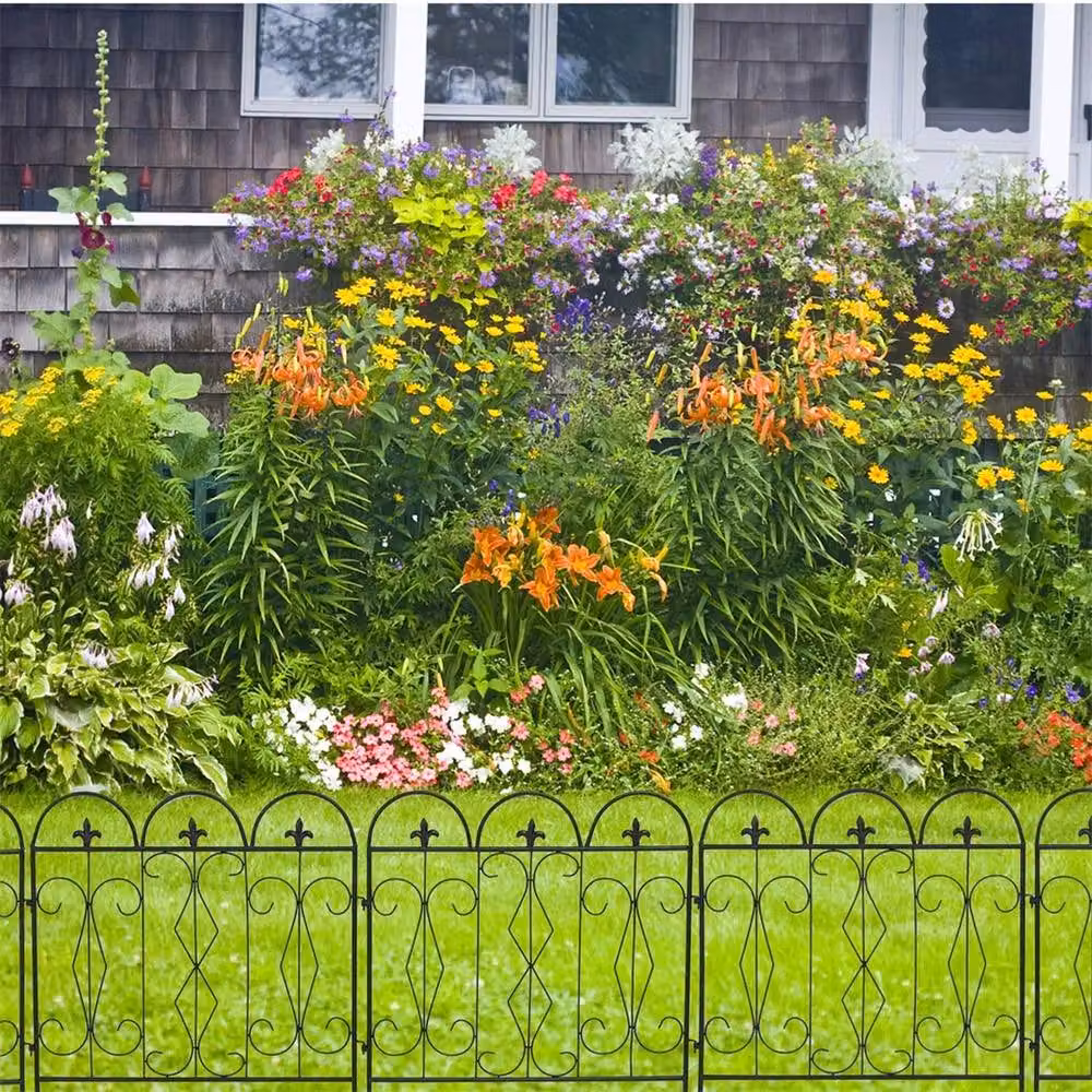 VOGREX Black Heavy Duty Wrought Iron Metal Garden Fencing Steel – 3