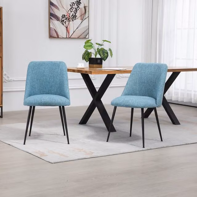 Artemis Home Set of 2 Morandi Fabric Dining Chairs in Petrol