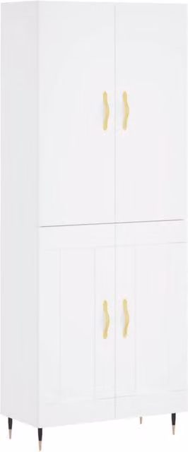 Berkfield Home Modern White Matt Highboard with Hinged Doors and Internal Shelves, W: 69.5 cm, D: 34 cm, H: 180 cm