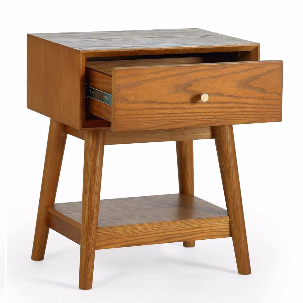 Cheshire Macrae 1 Drawer Contemporary Side Table in Ash and Light Oak – 2