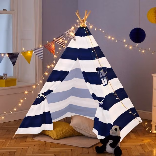 Neo Canvas Kids Indian Teepee Tent in Navy Blue