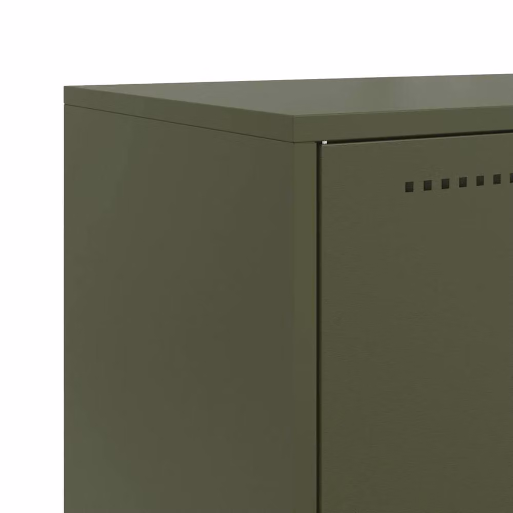 Berkfield Home Steel Sideboard in Matt Olive Green, W/D/H: 68.5 x 38.5 x 107 cm – 3