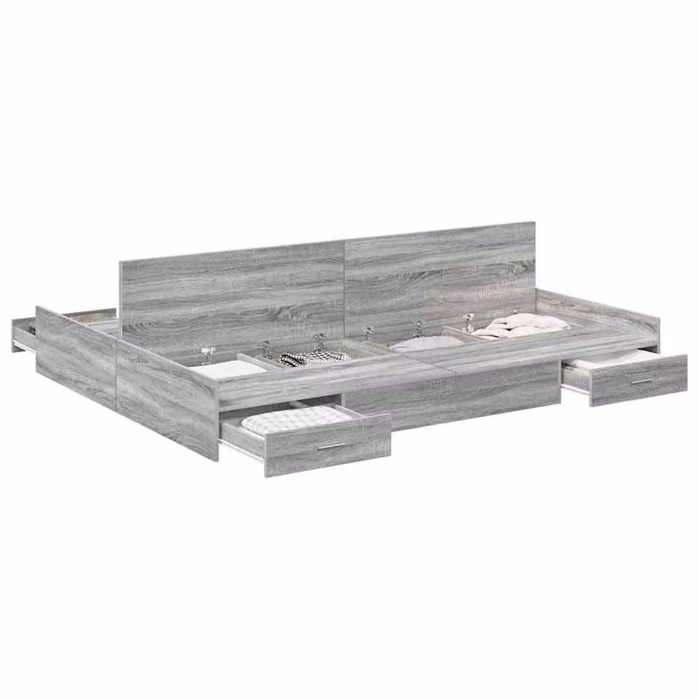 Berkfield Home Grey Sonoma Storage Bed Frame with Drawers, W: 135 cm, L: 190 cm – 2