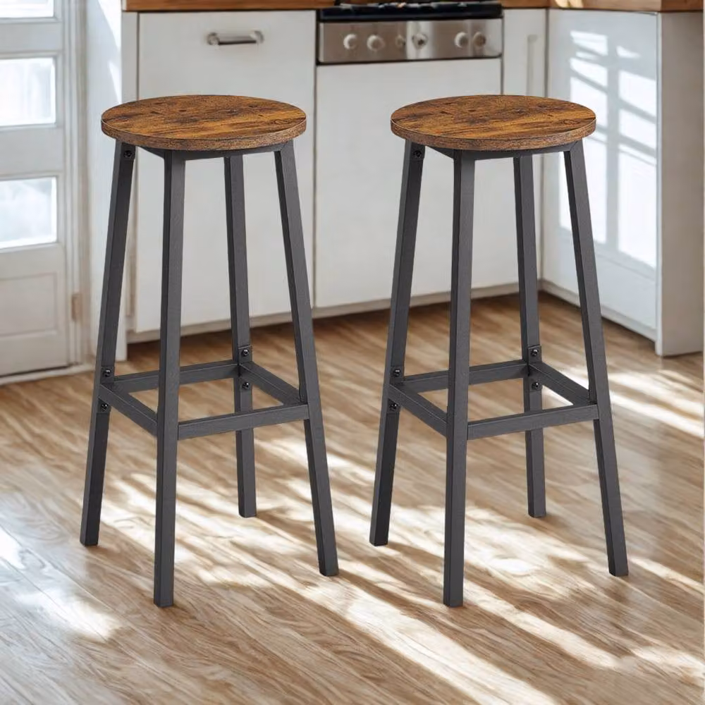 Pirlo Plush Set of 2 Brown Kitchen Counter Height Breakfast Bar Stools – 2