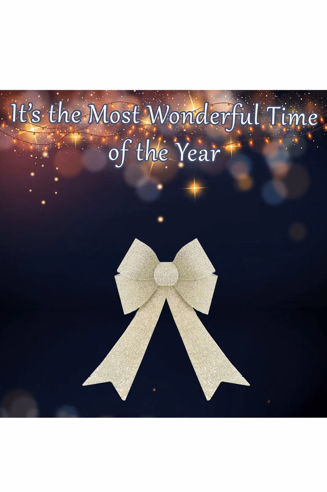 VFM e-Store Tinsel Light Up Bow Christmas Decoration in Champagne and Gold, W/D/H: 29 x 43 x 10 cm – 2