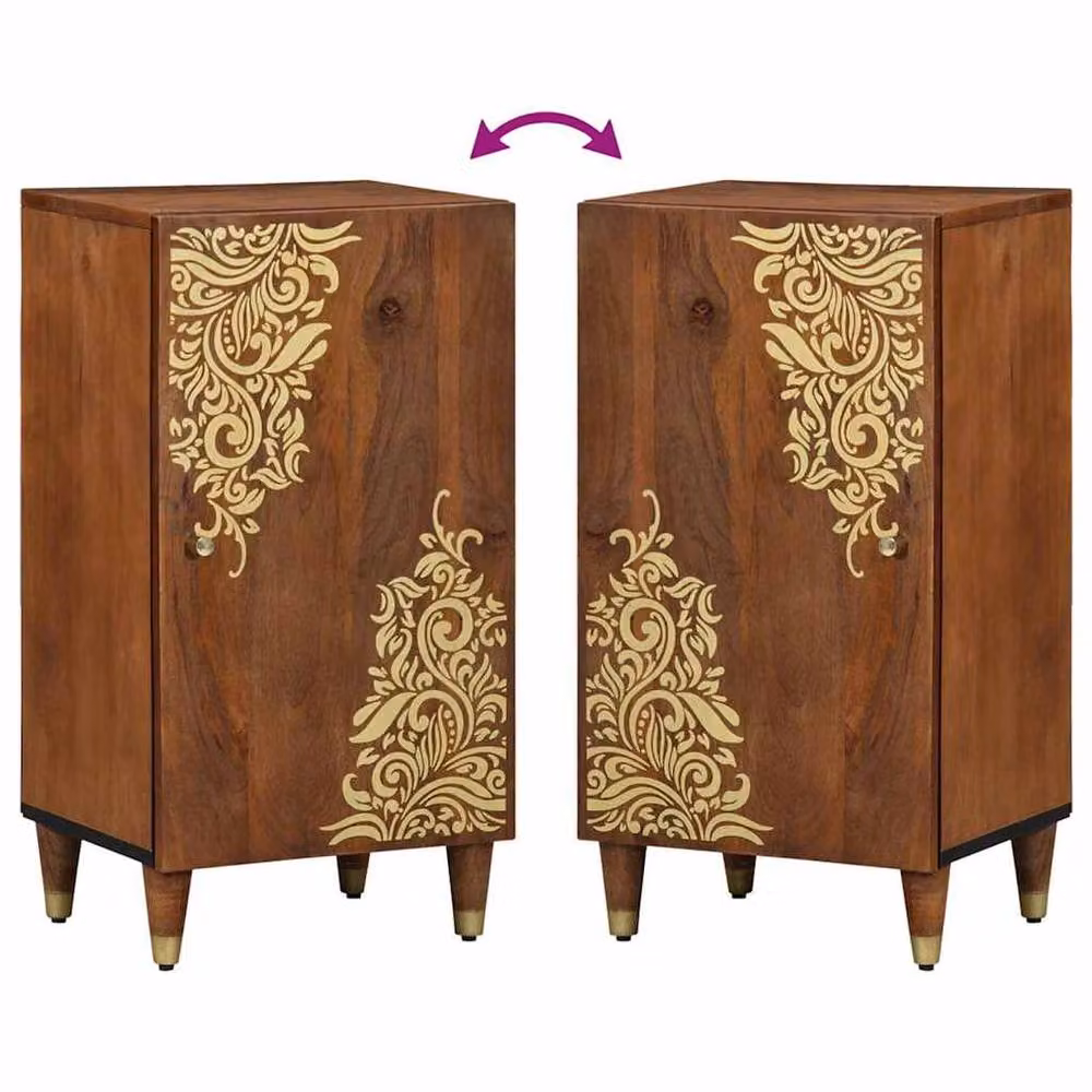 Berkfield Home Solid Mango Wood Sideboard in Brown and Gold, W/D/H: 40 x 33 x 75 cm – 4