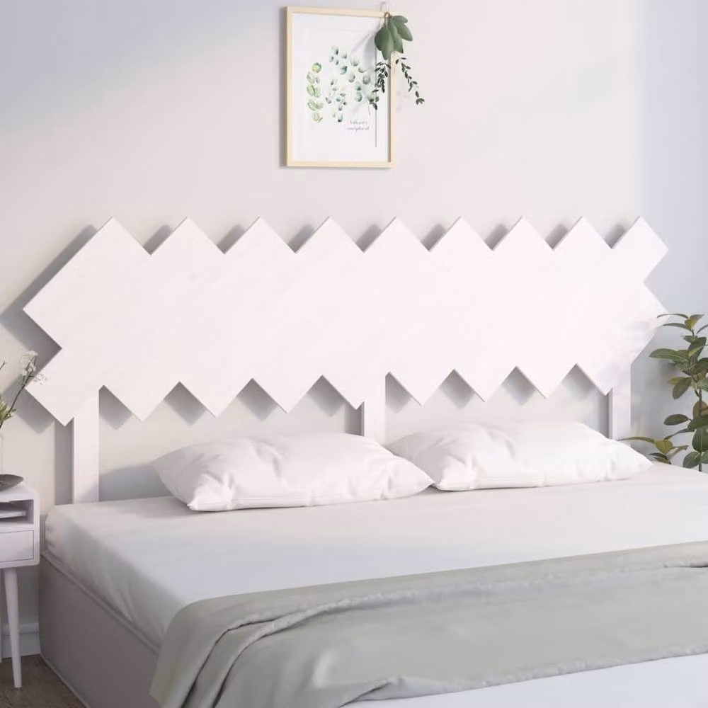 Berkfield Home White Rustic Solid Pine Wood Bed Headboard W: 178 cm, D: 3 cm, H: 80.5 cm – 2
