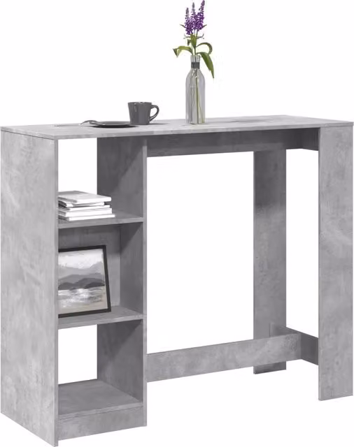 Berkfield Home Bar Table with Shelf in Concrete Grey, W/D/H: 124 x 46 x 103.5 cm